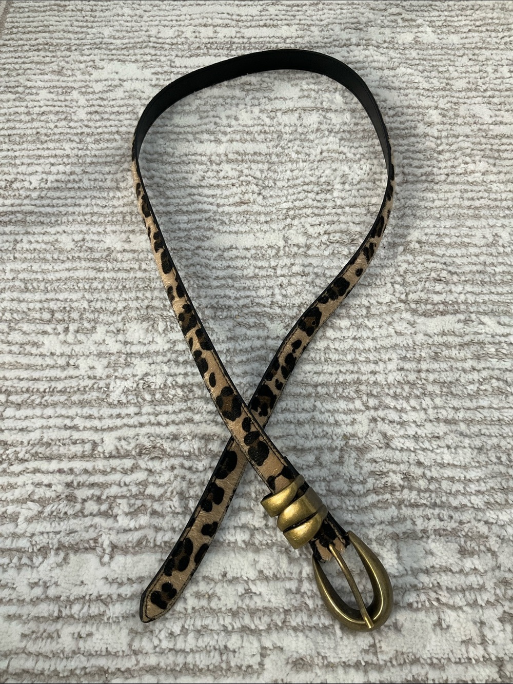 Leopard Print Belt with brass color Buckle